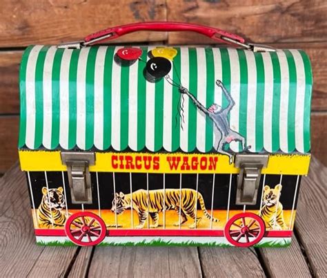 metal lunch box circus|1958 CIRCUS WAGON METAL LUNCH BOX AMERICAN .